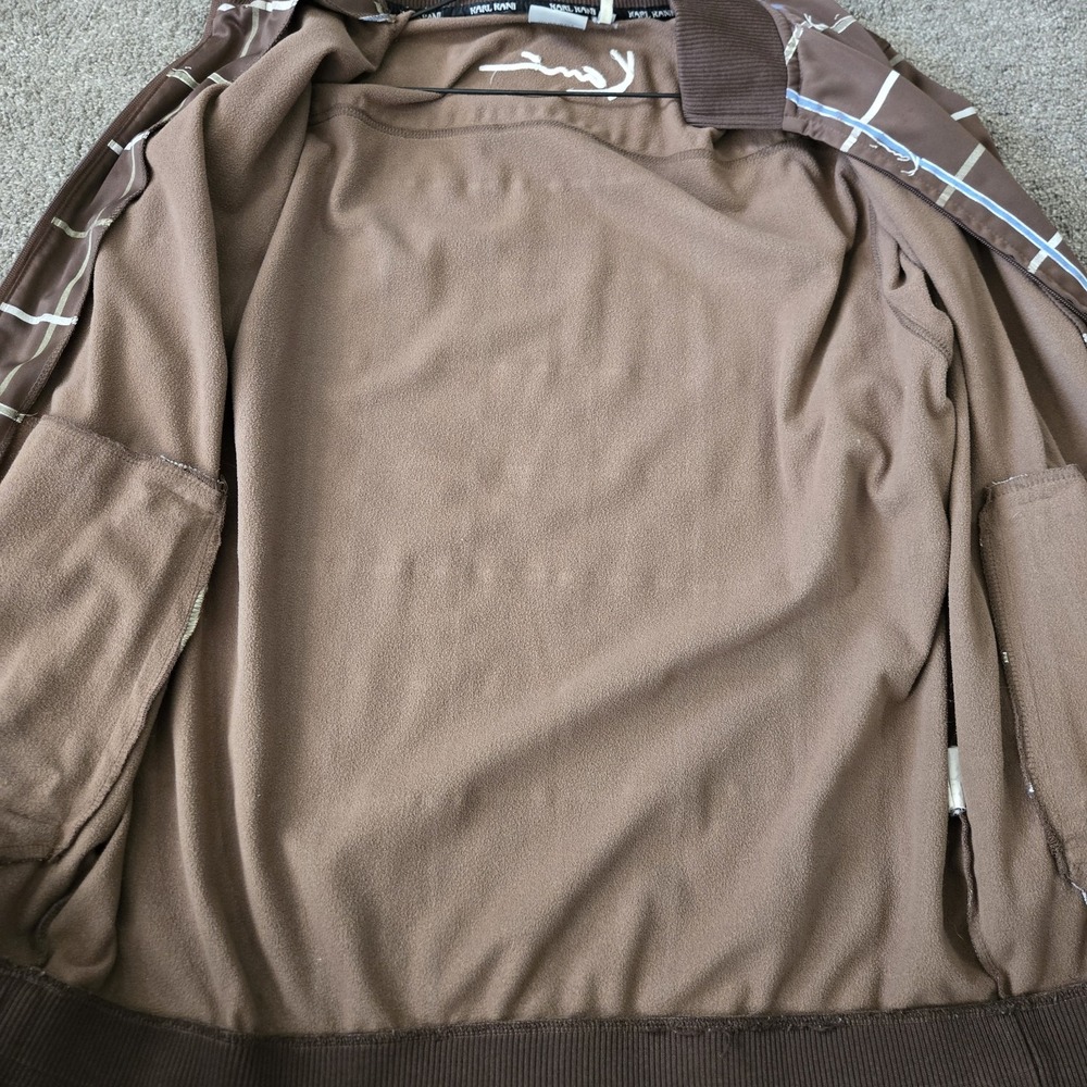 Vintage Karl Kani Track Jacket Brown Blue Grid Check Pattern Size L Large Y2K... - Picture 10 of 11